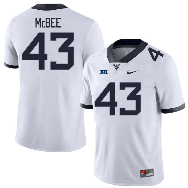 Men #43 Collin McBee West Virginia Mountaineers College Football Jerseys Stitched Sale-White - Click Image to Close
